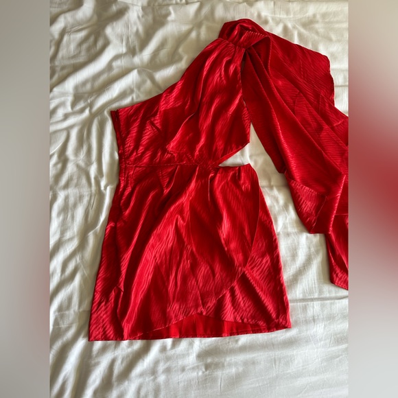 Runaway The Label Red One Shoulder Mini Dress - Picture 2 of 4